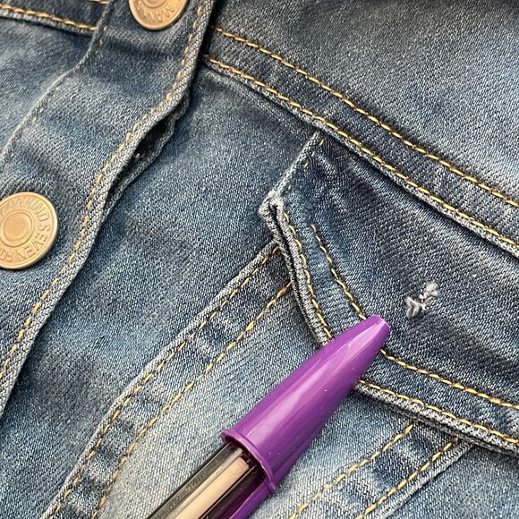 ~ 7 For All Mankind 2T Jean Jacket Kids Hood Layered Snaps Long Sleeve *FLAW - Picture 4 of 14